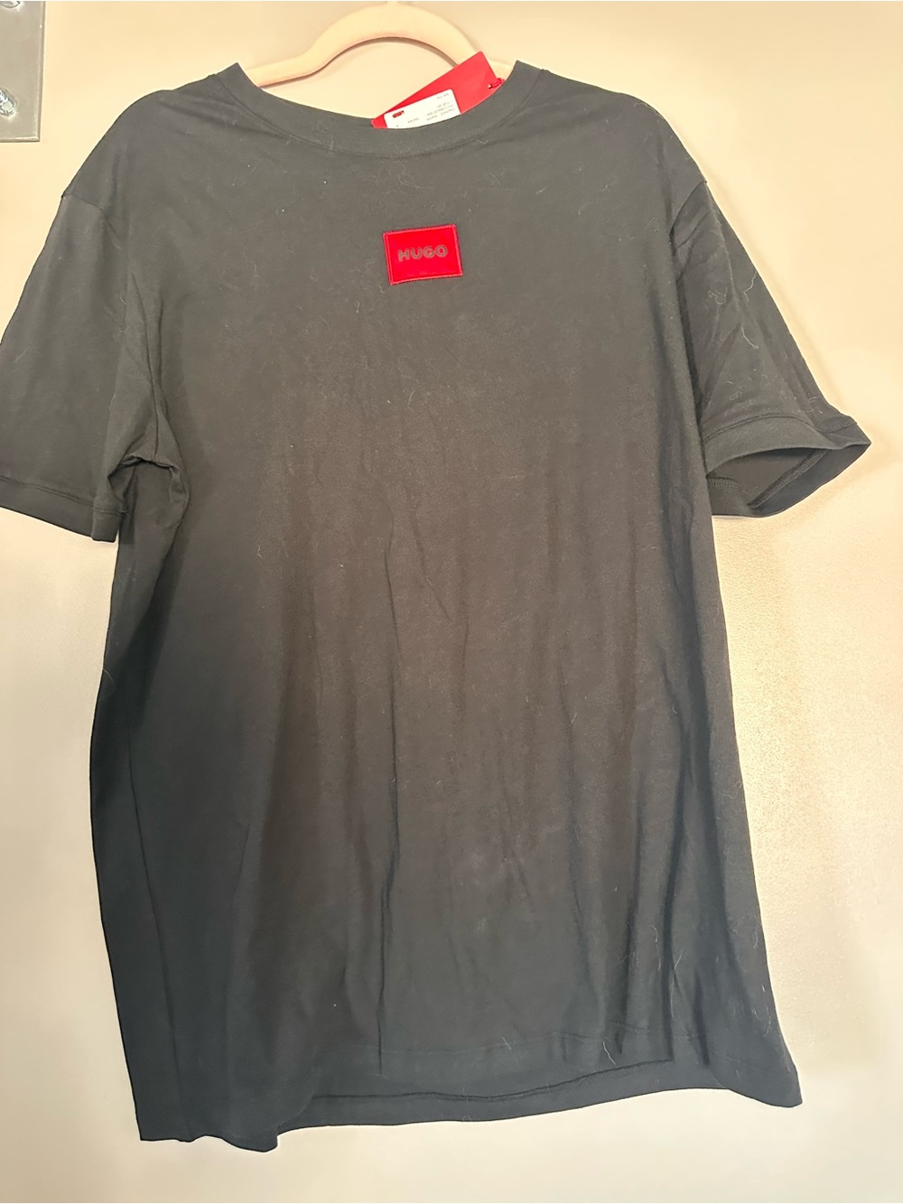 Hugo Boss Black Short Sleeve Tee with Red Logo Patch